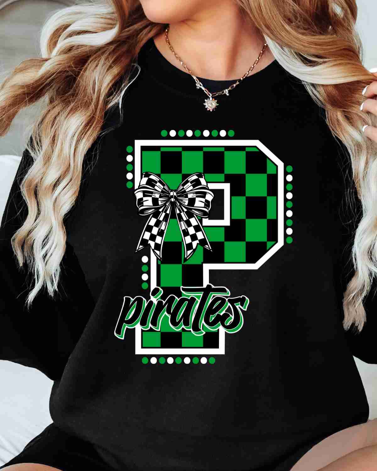 Pirates Checkered Letter Bow DTF Transfer