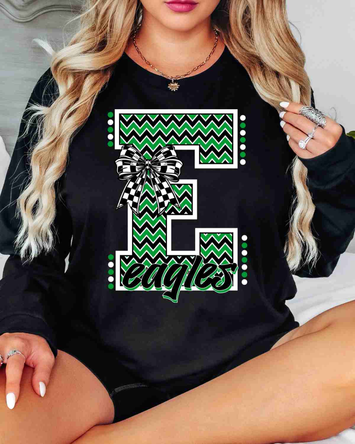 Eagles Chevron Letter Bow DTF Transfer