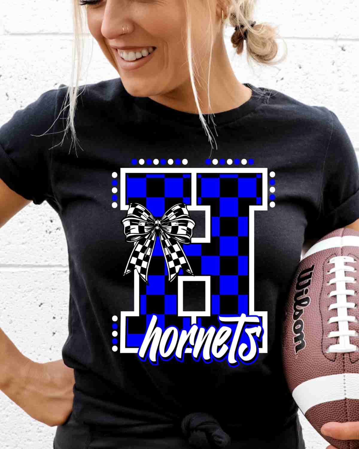Hornets Checkered Letter Bow DTF Transfer