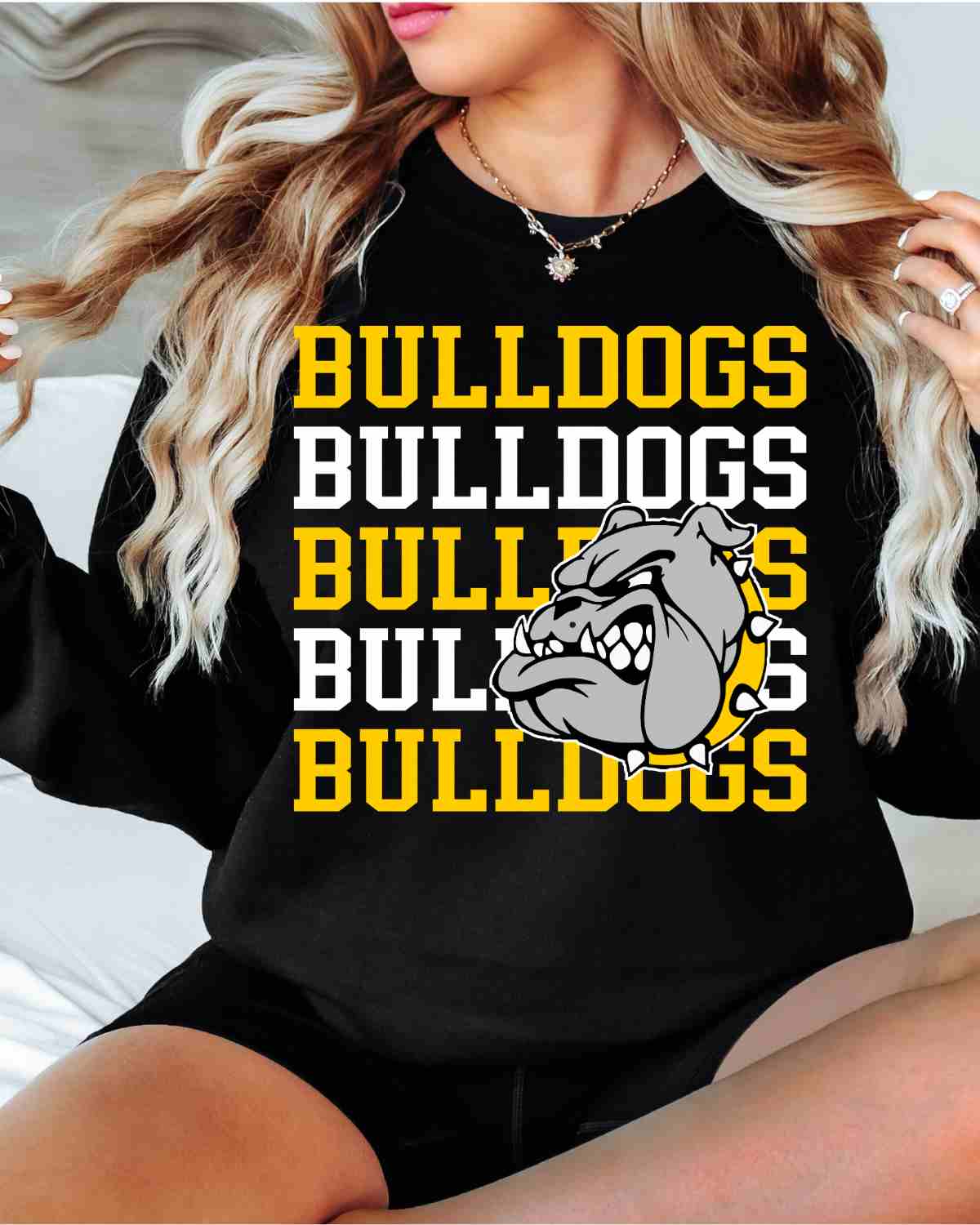 Bulldogs Repeating Logo DTF Transfer - Rustic Grace Heat Transfer Company