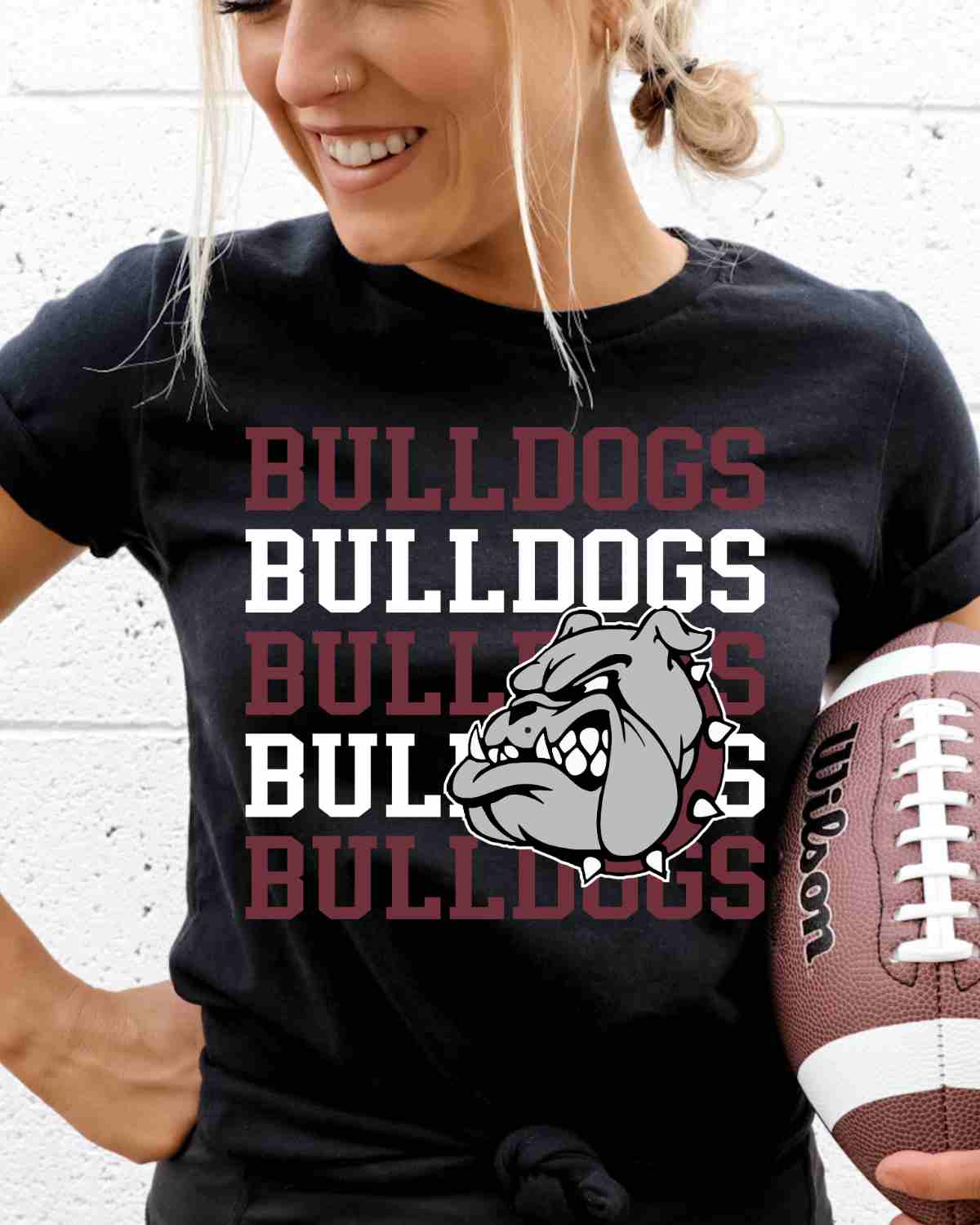 Bulldogs Repeating Logo DTF Transfer - Rustic Grace Heat Transfer Company