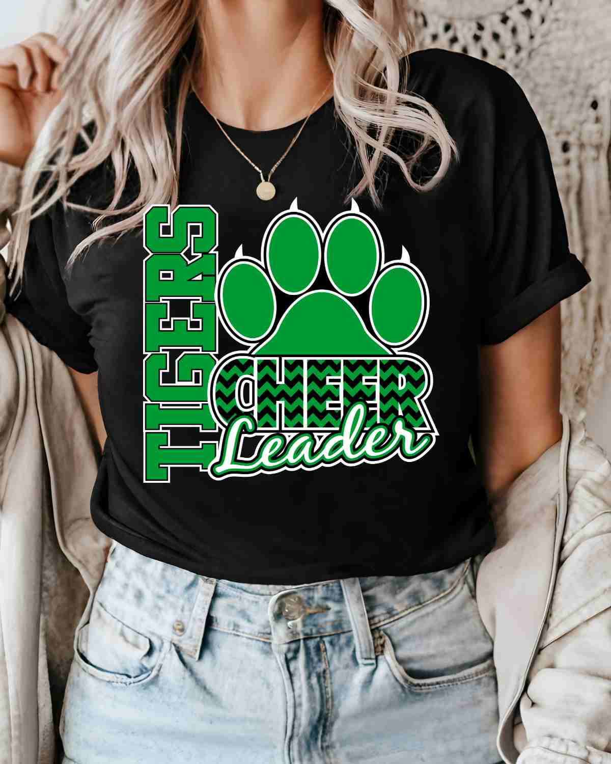 Tigers Cheerleader Paw Chevron DTF Transfer