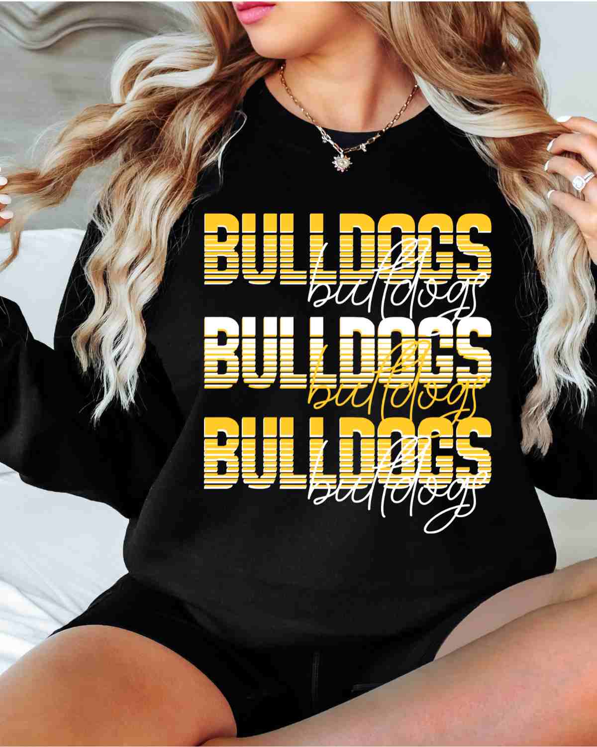 Bulldogs Sliced Letters Repeating DTF Transfer