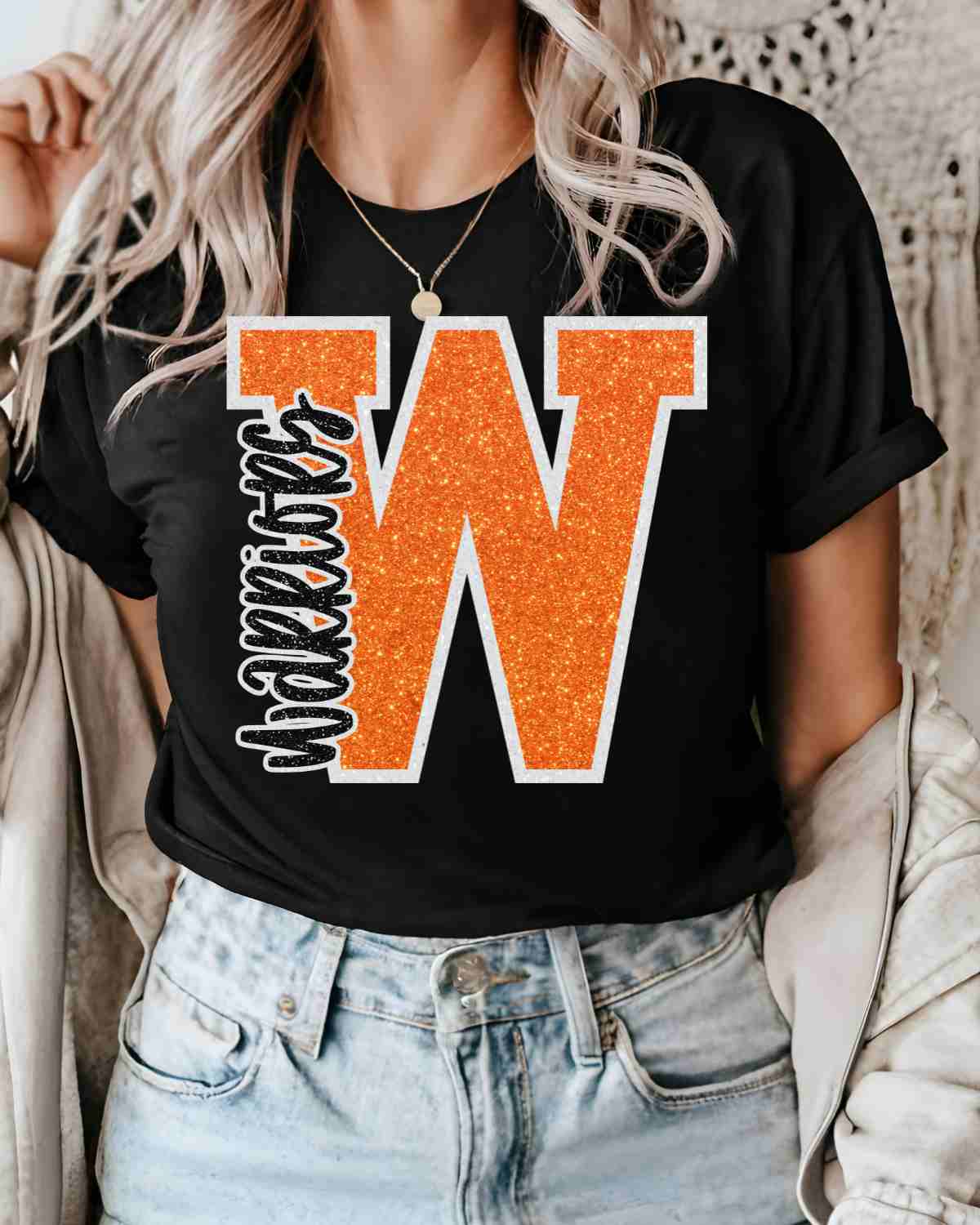 Warriors Glitter Letter DTF Transfer