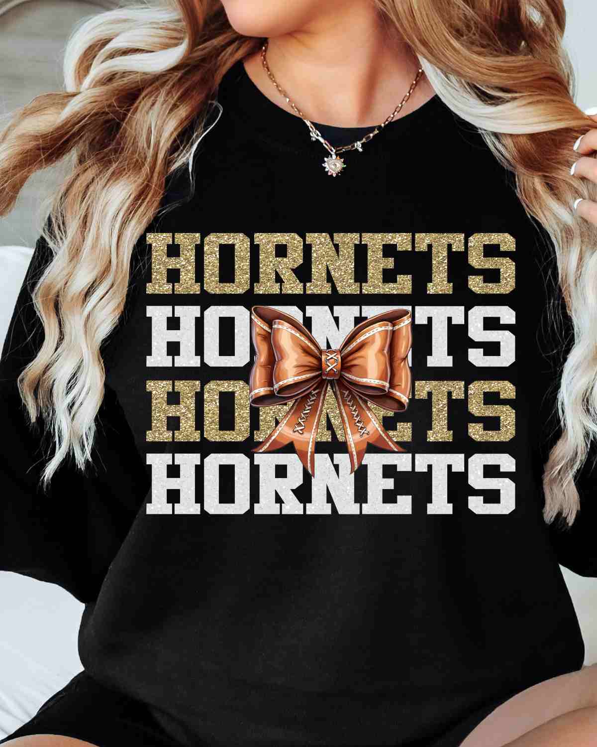 Hornets Football Repeat Bow DTF Transfer