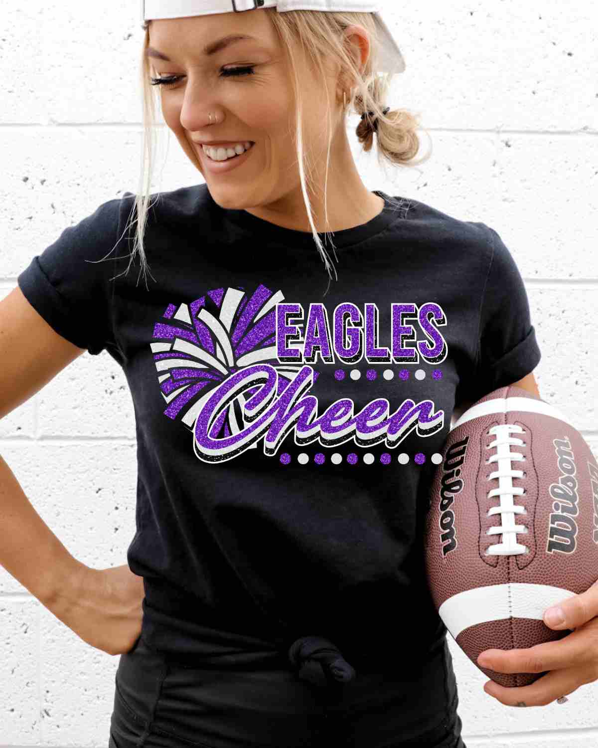 Eagles Cheer Pom with Dots DTF Transfer