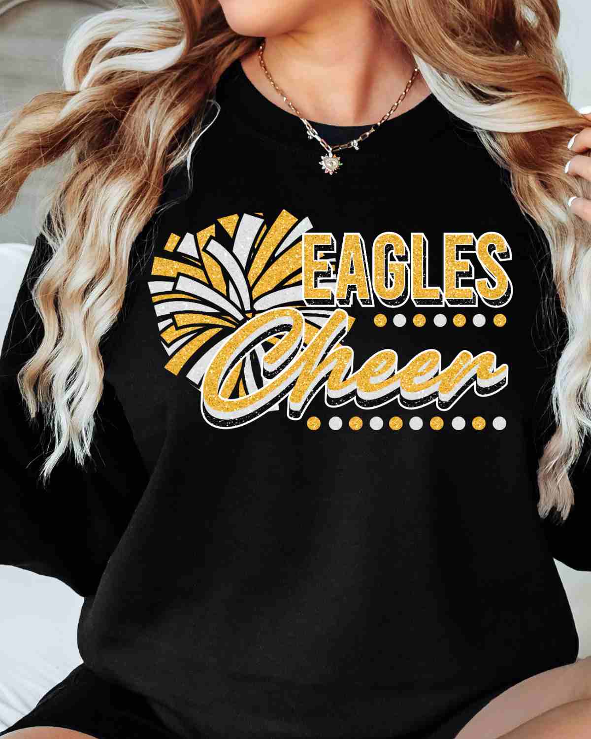 Eagles Cheer Pom with Dots DTF Transfer