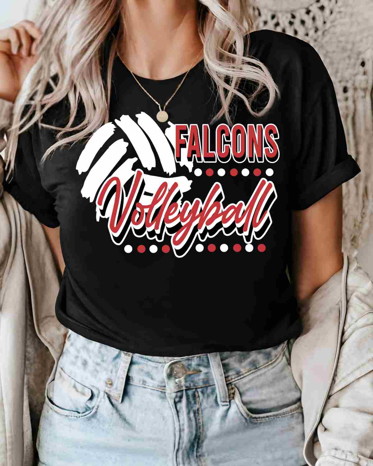 Falcons Volleyball with Dots DTF Transfer