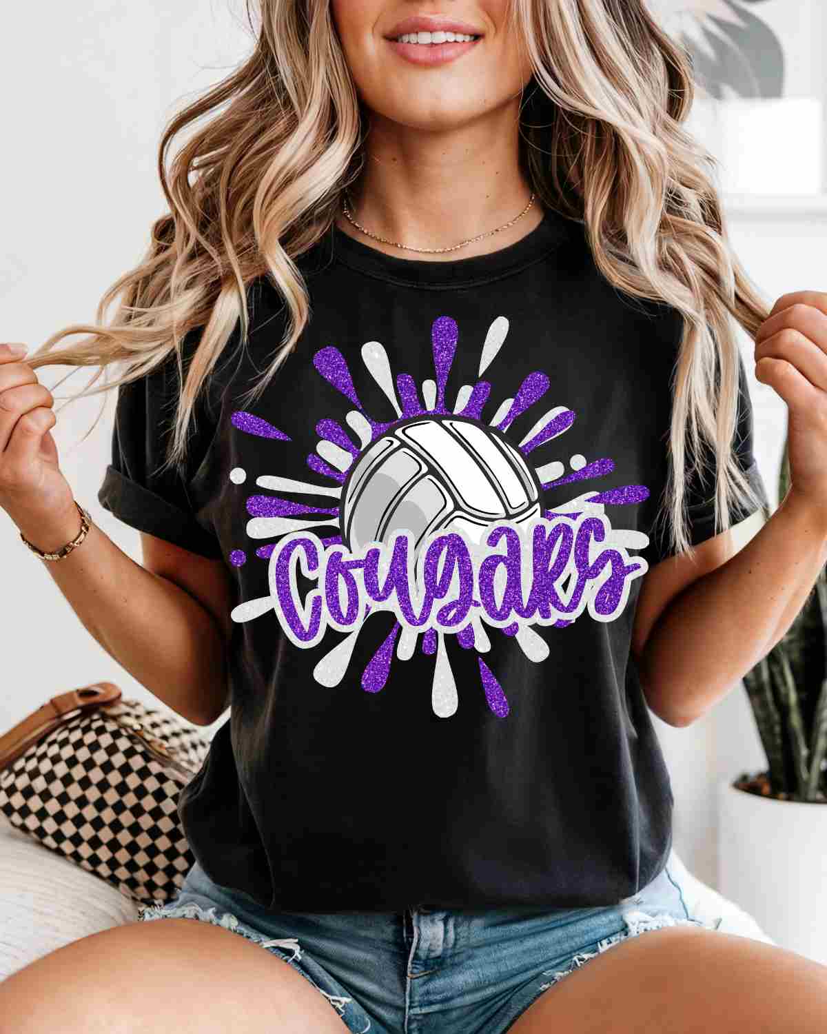 Cougars Volleyball Splatter DTF Transfer