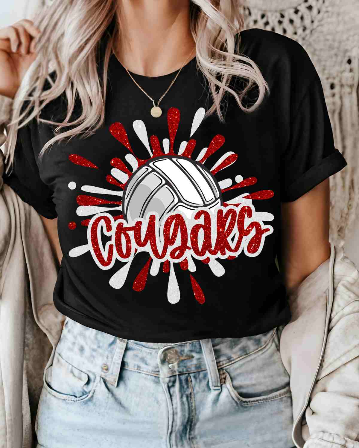 Cougars Volleyball Splatter DTF Transfer