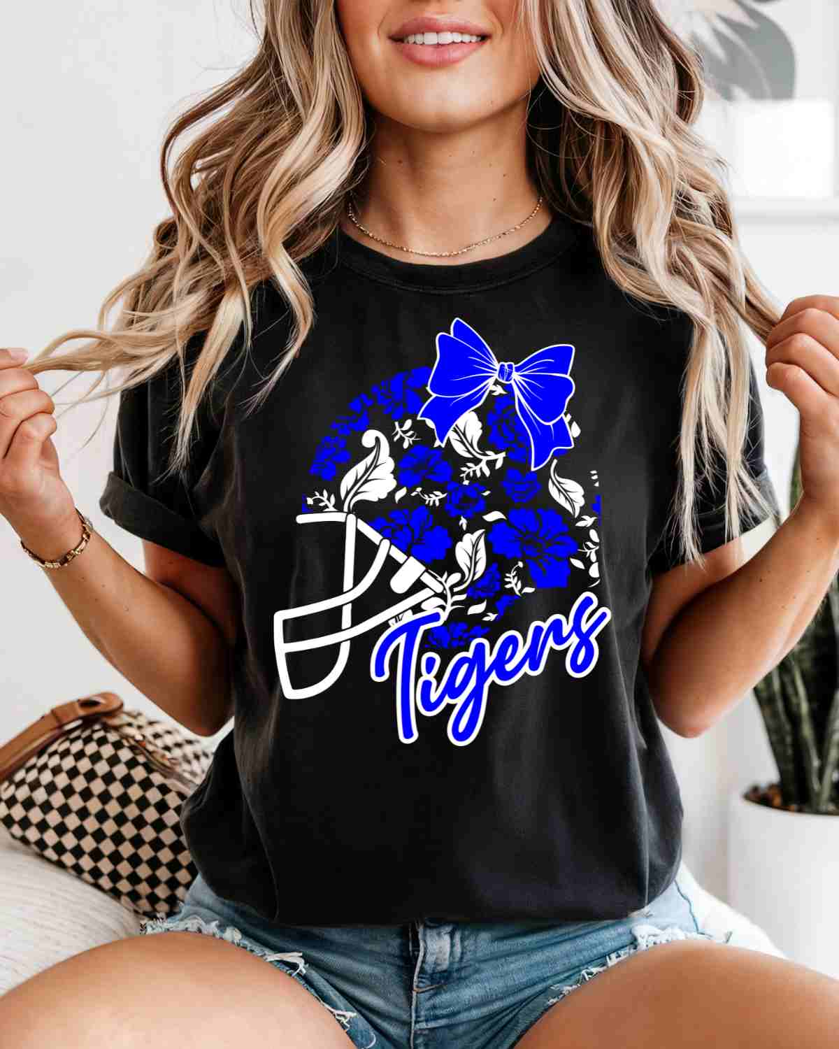 Tigers Floral Football Helmet DTF Transfer