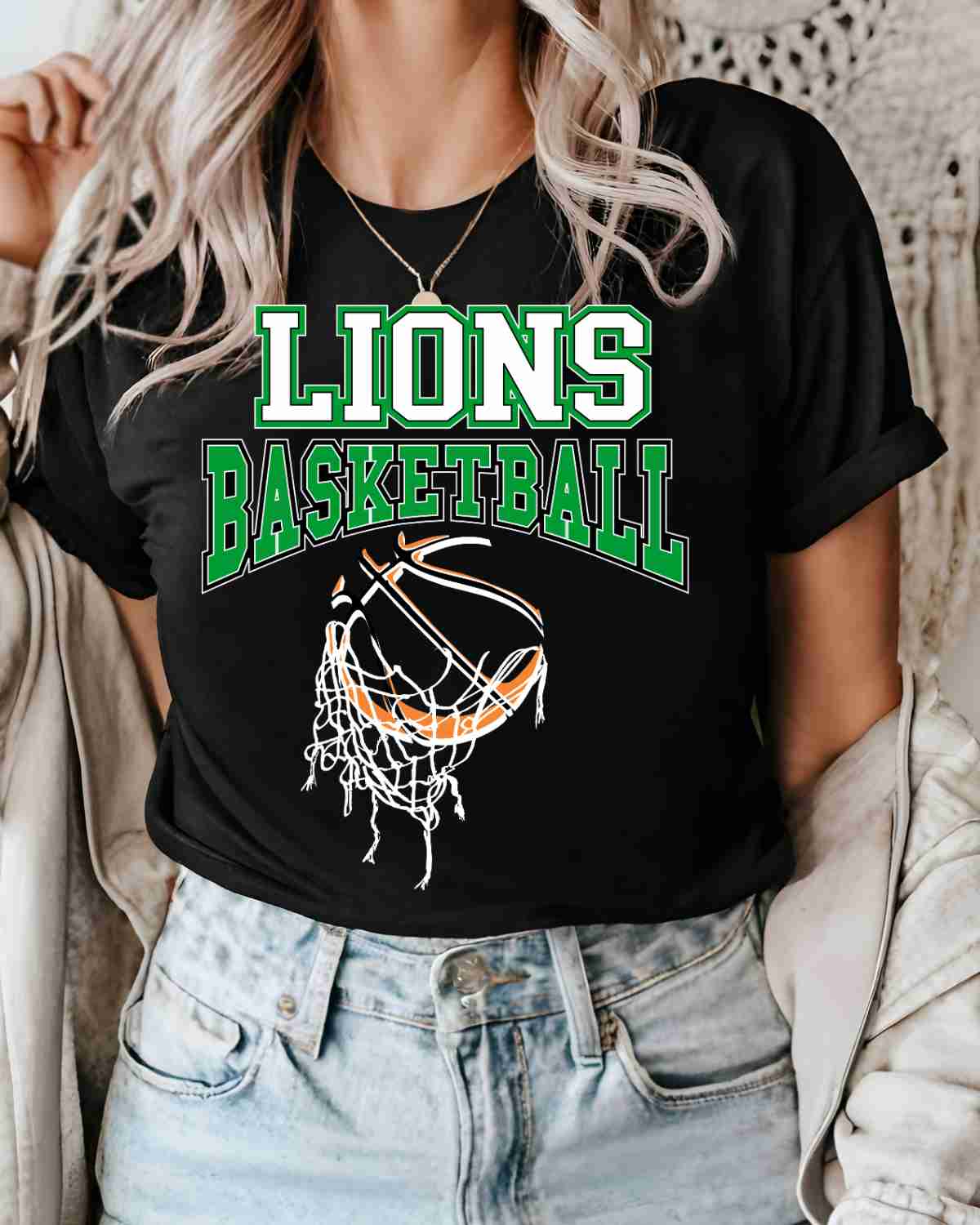 Lions Basketball Hanging Net DTF Transfer