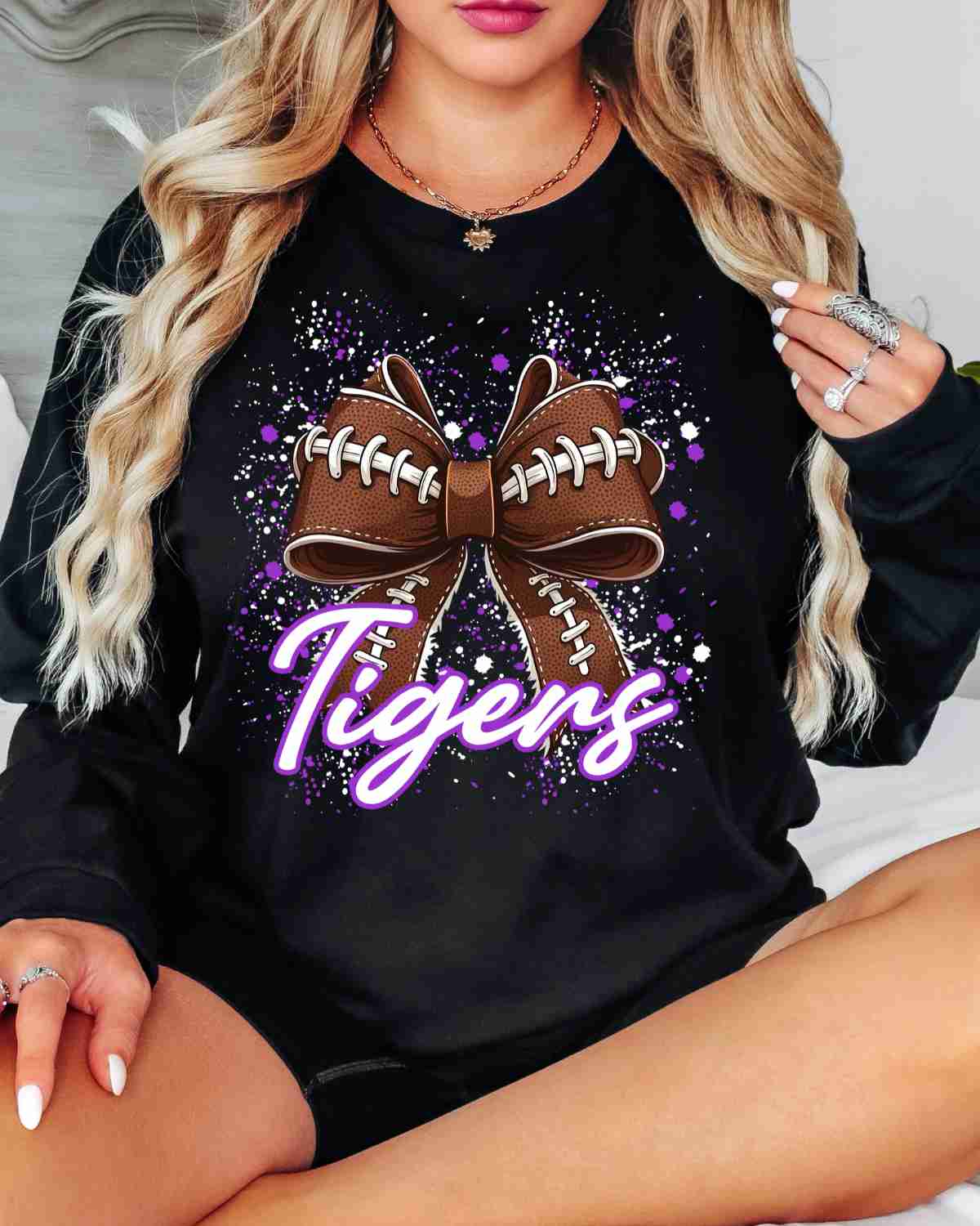 Tigers Football Bow Splatter DTF Transfer