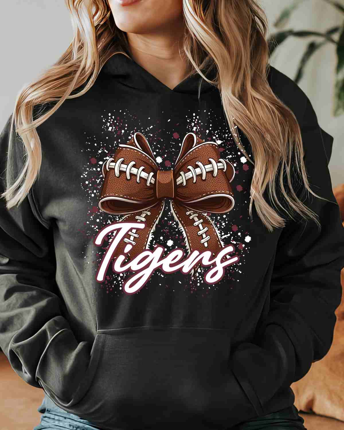 Tigers Football Bow Splatter DTF Transfer