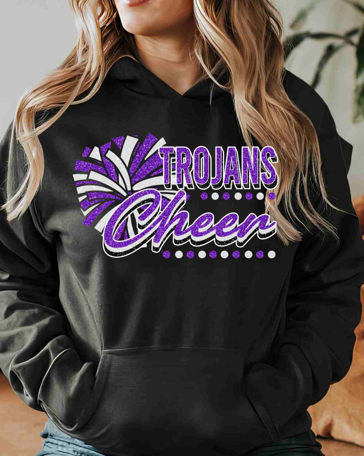 Trojans Cheer Pom with Dots DTF Transfer