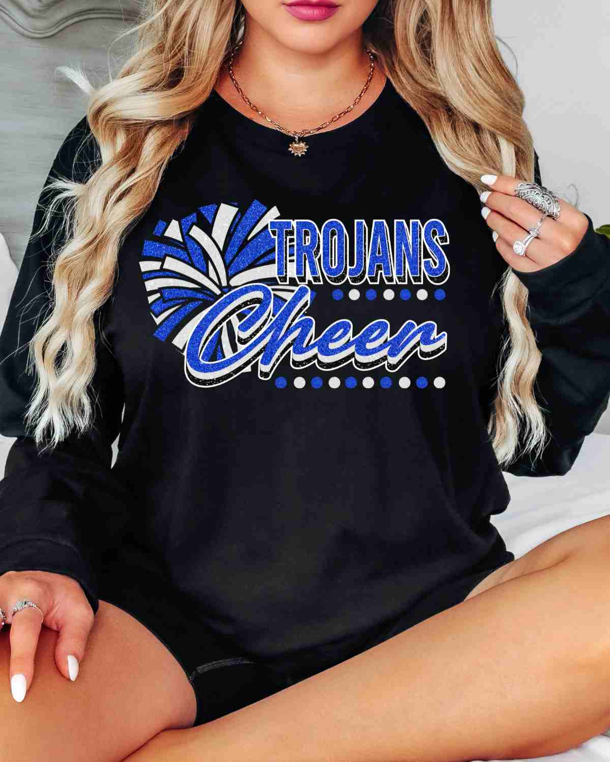 Trojans Cheer Pom with Dots DTF Transfer