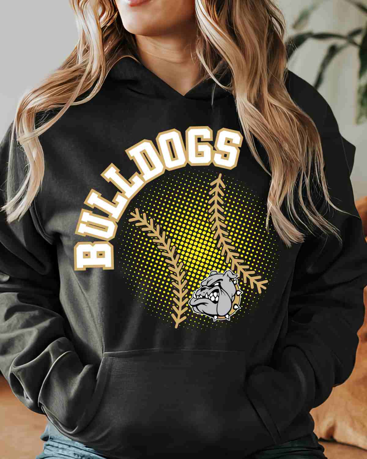 Bulldogs Softball Halftone Ball DTF Transfer - Rustic Grace Heat Transfer Company