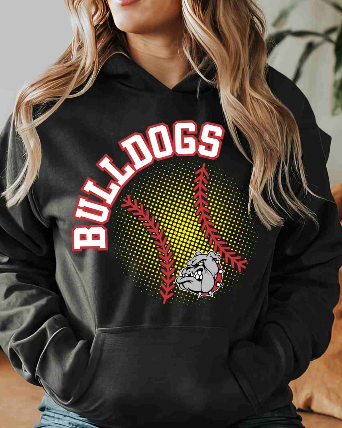 Bulldogs Softball Halftone Ball DTF Transfer - Rustic Grace Heat Transfer Company