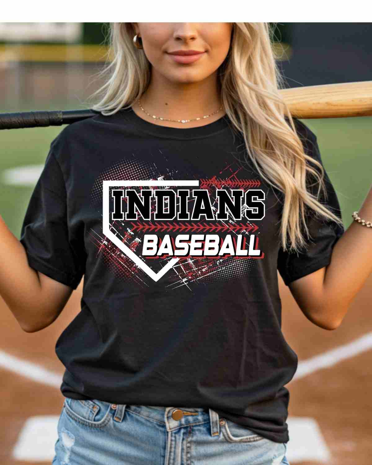 Indians Baseball Home Plate Grunge DTF Transfer