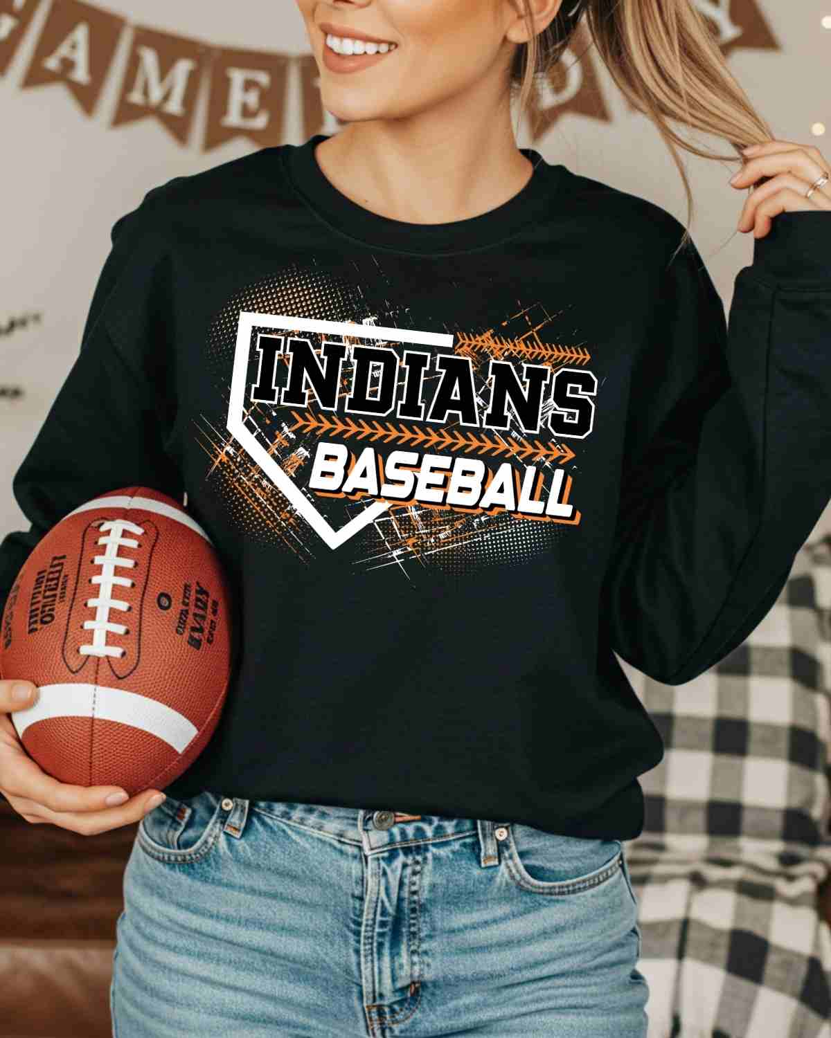 Indians Baseball Home Plate Grunge DTF Transfer