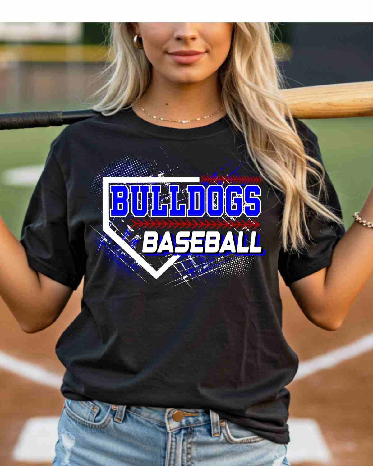 Bulldogs Baseball Grunge Plate DTF Transfer