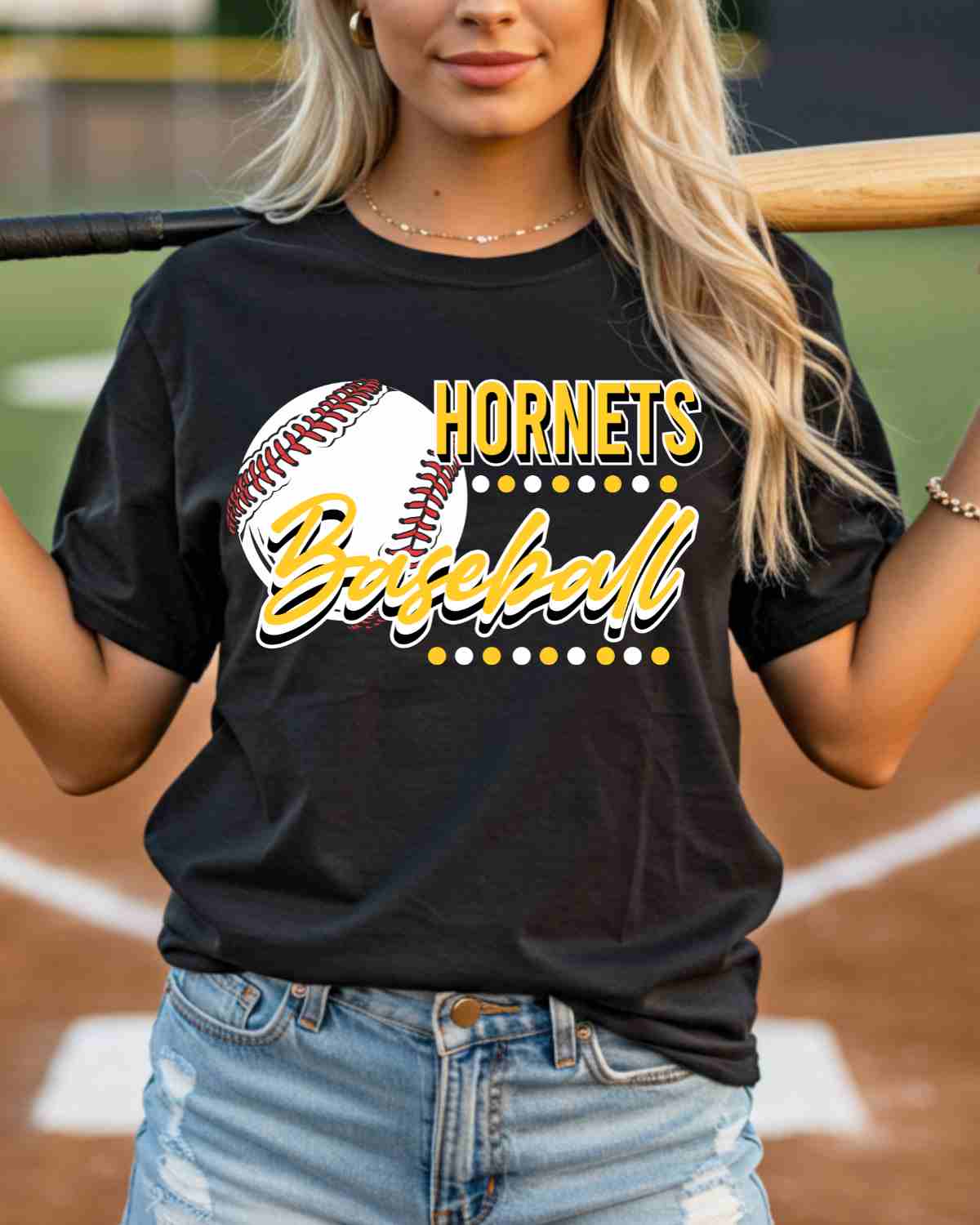 Hornets Baseball Dots DTF Transfer - Rustic Grace Heat Transfer Company