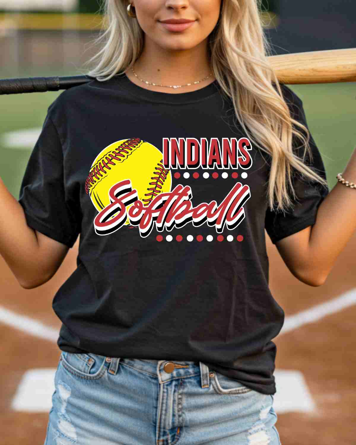 Indians Softball Dots DTF Transfer