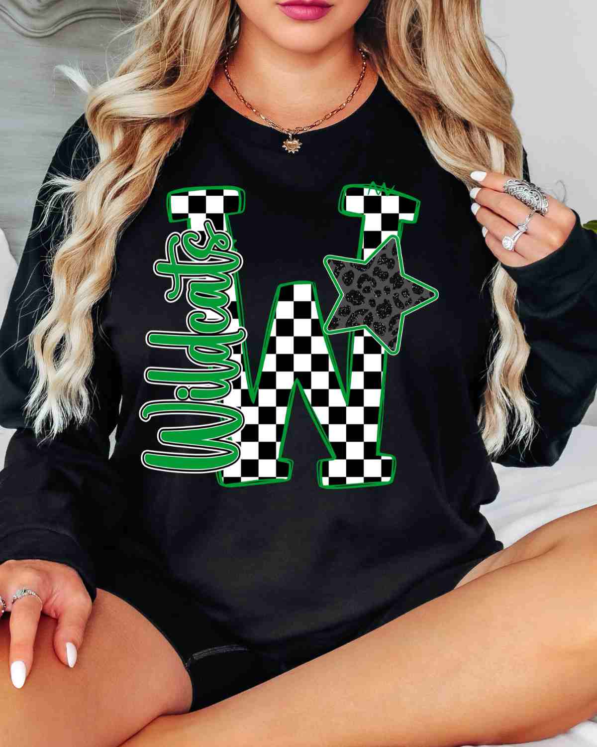 Wildcats Checkered Star Letter DTF Transfer