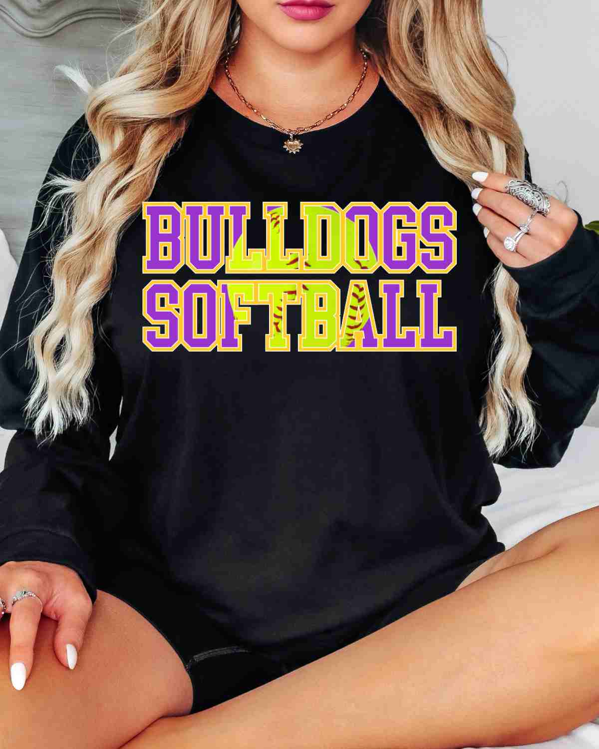 Bulldogs Softball Words DTF Transfer