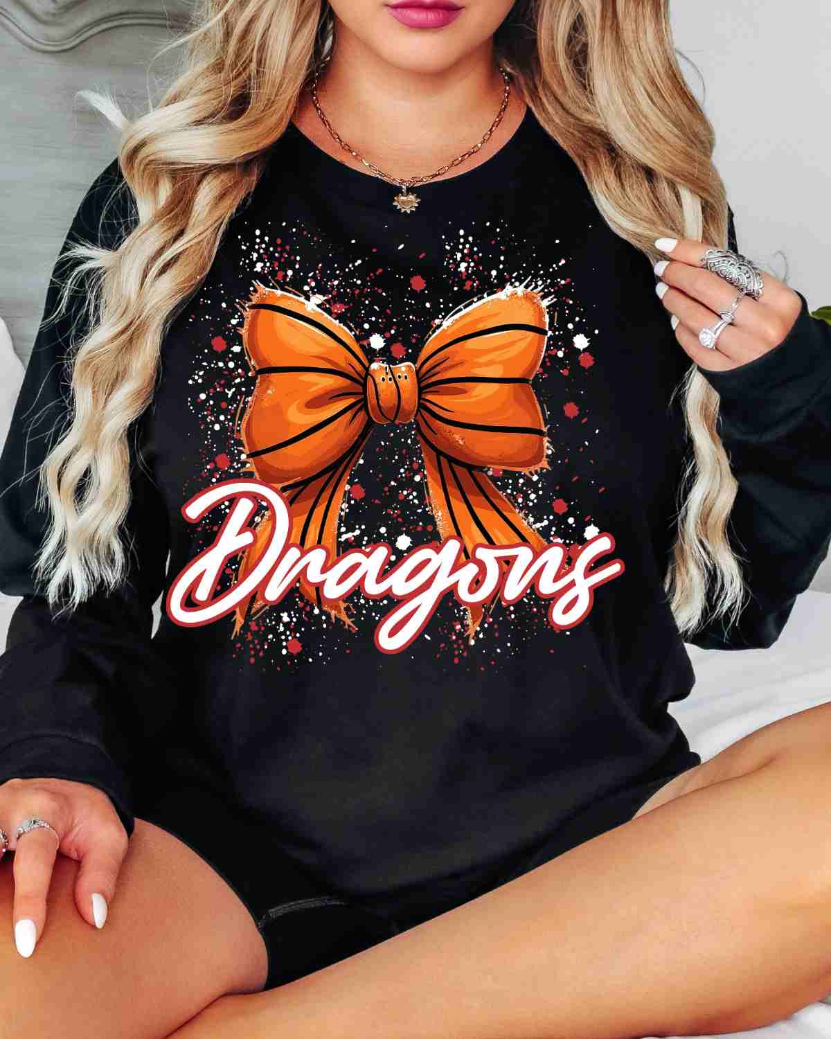 Dragons Basketball Bow Splatter DTF Transfer