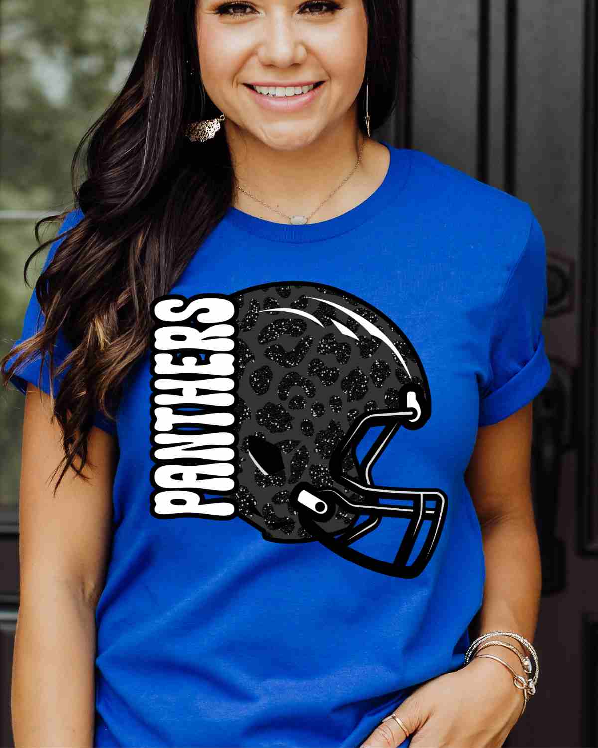 Panthers Leopard Football Helmet DTF Transfer