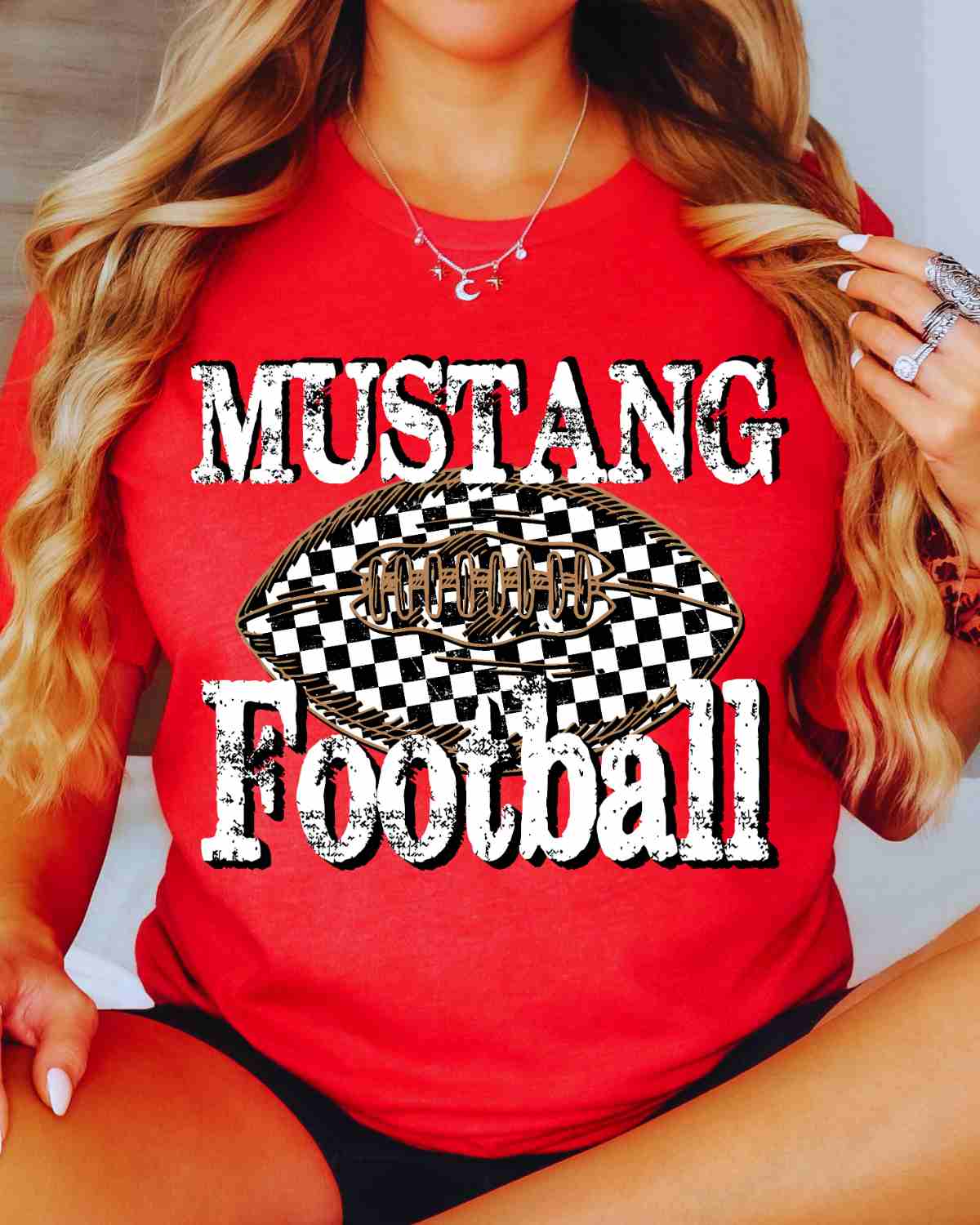 Mustang Football Checkered DTF Transfer