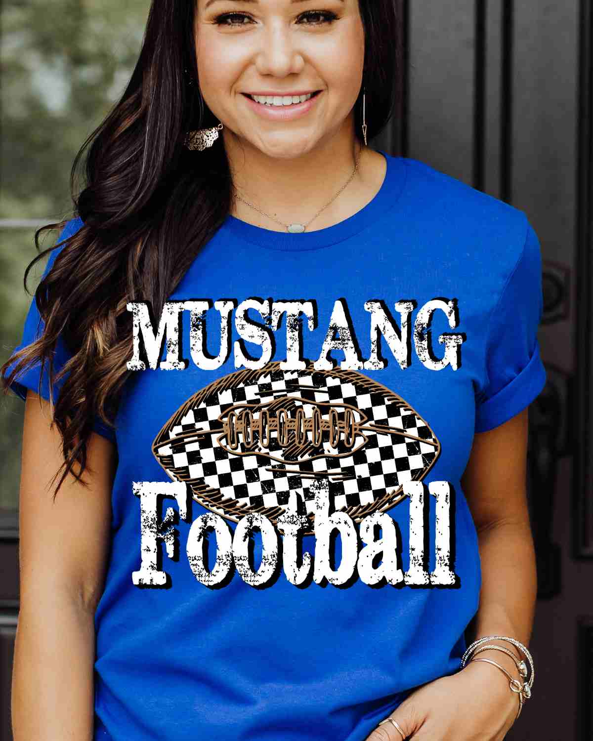 Mustang Football Checkered DTF Transfer