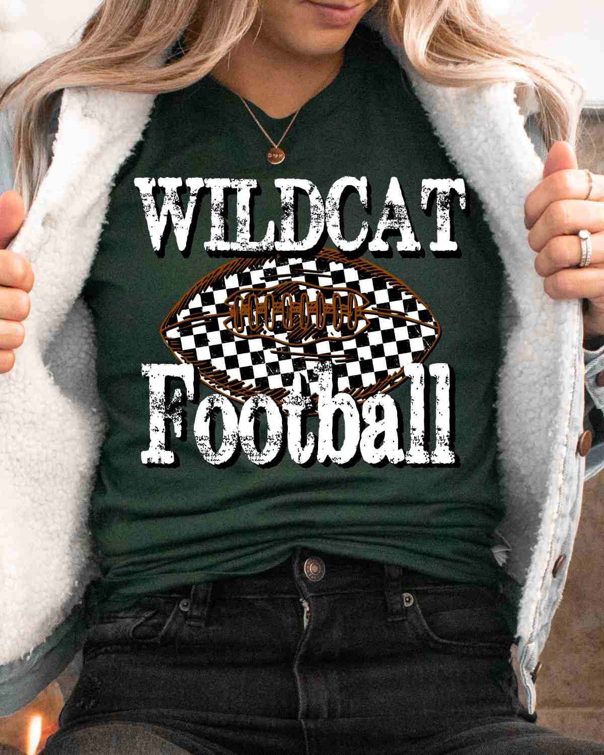 Wildcat Football Checkered DTF Transfer - Rustic Grace Heat Transfer Company