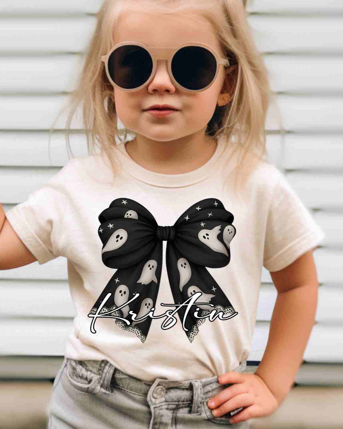 Custom Name Ghost Bow DTF Transfer