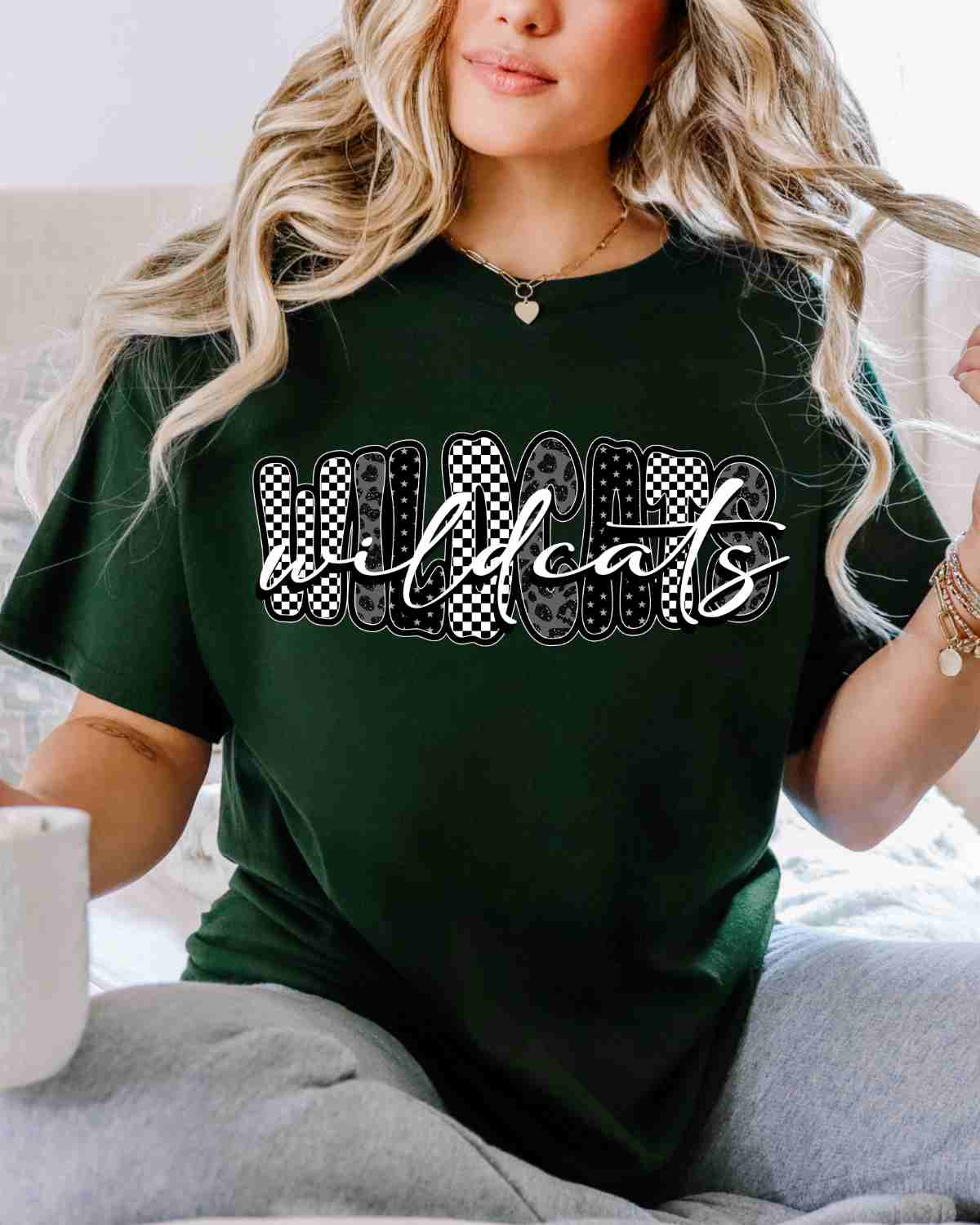 Wildcats Black White Pattern Word DTF Transfer
