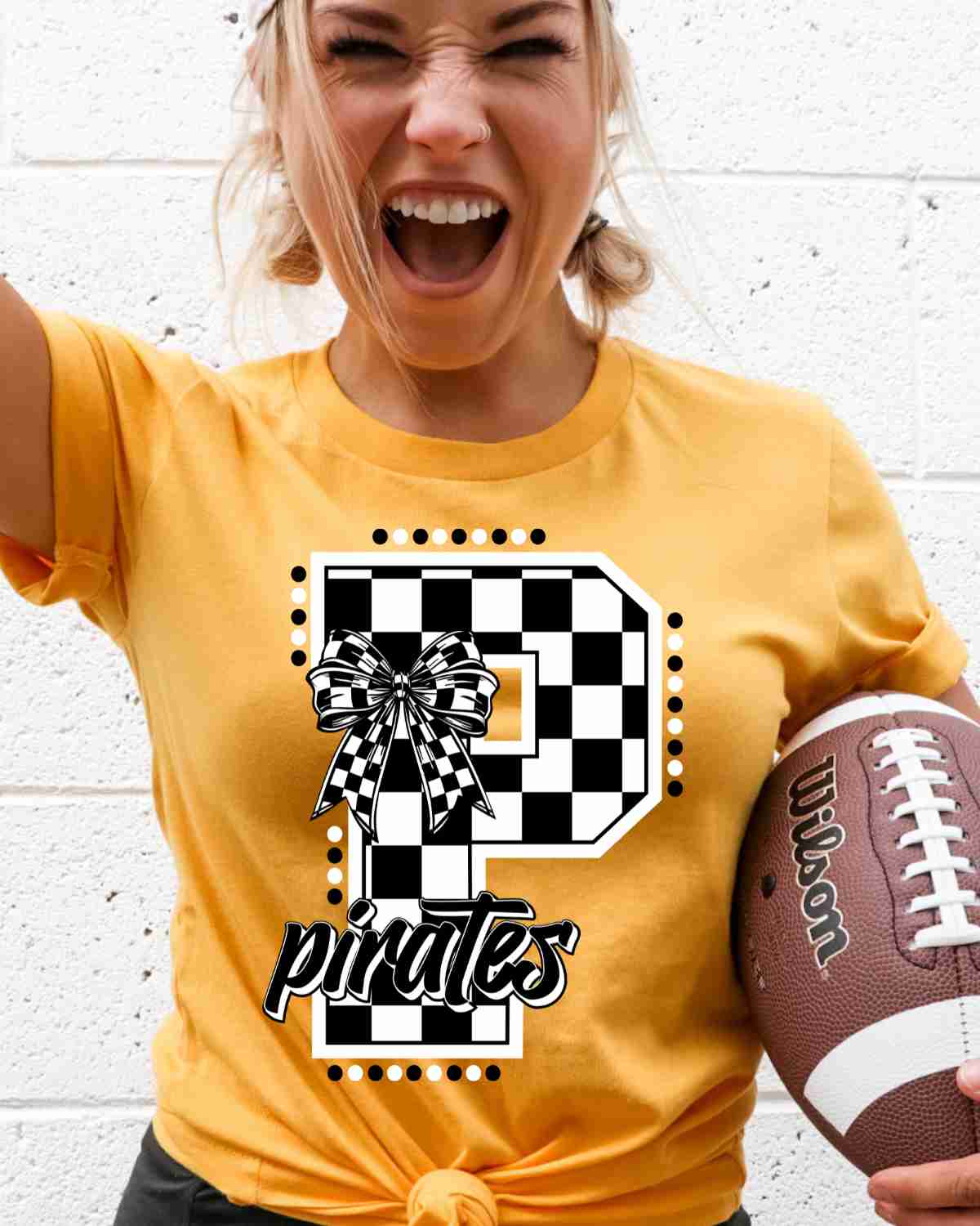 Pirates Checkered Letter Bow DTF Transfer