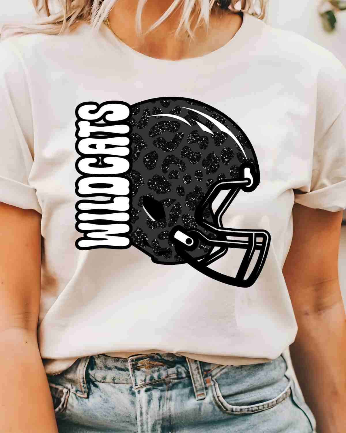 Wildcats Leopard Football Helmet DTF Transfer