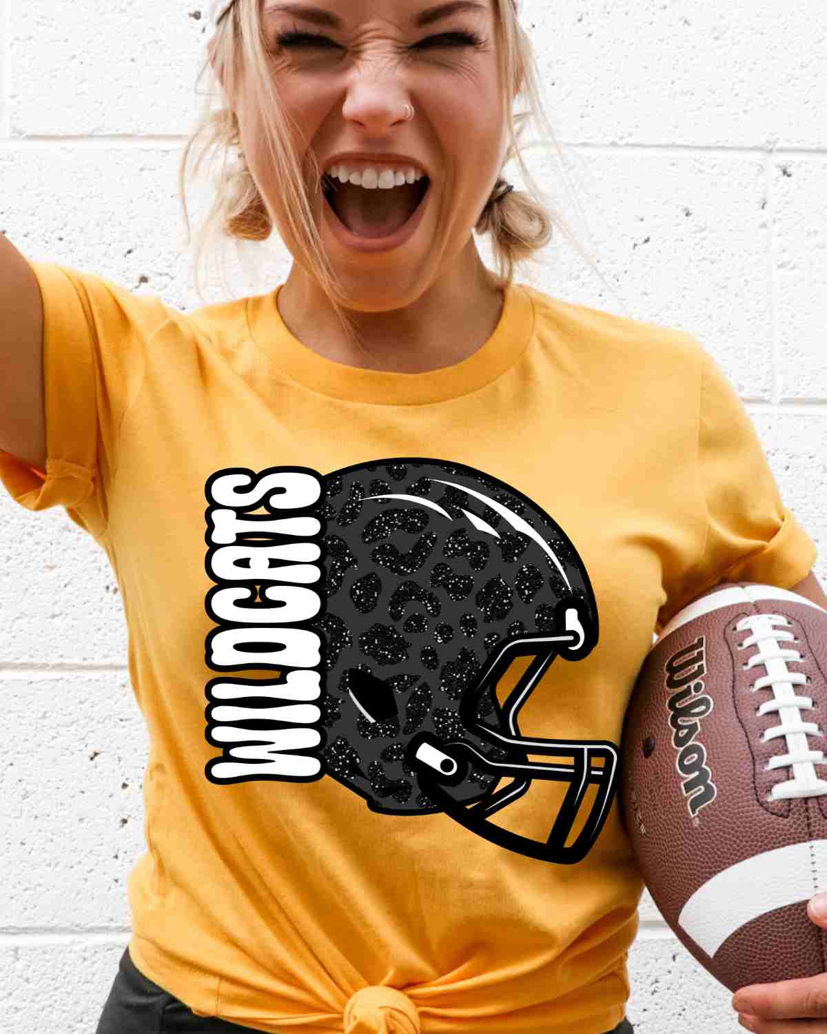 Wildcats Leopard Football Helmet DTF Transfer