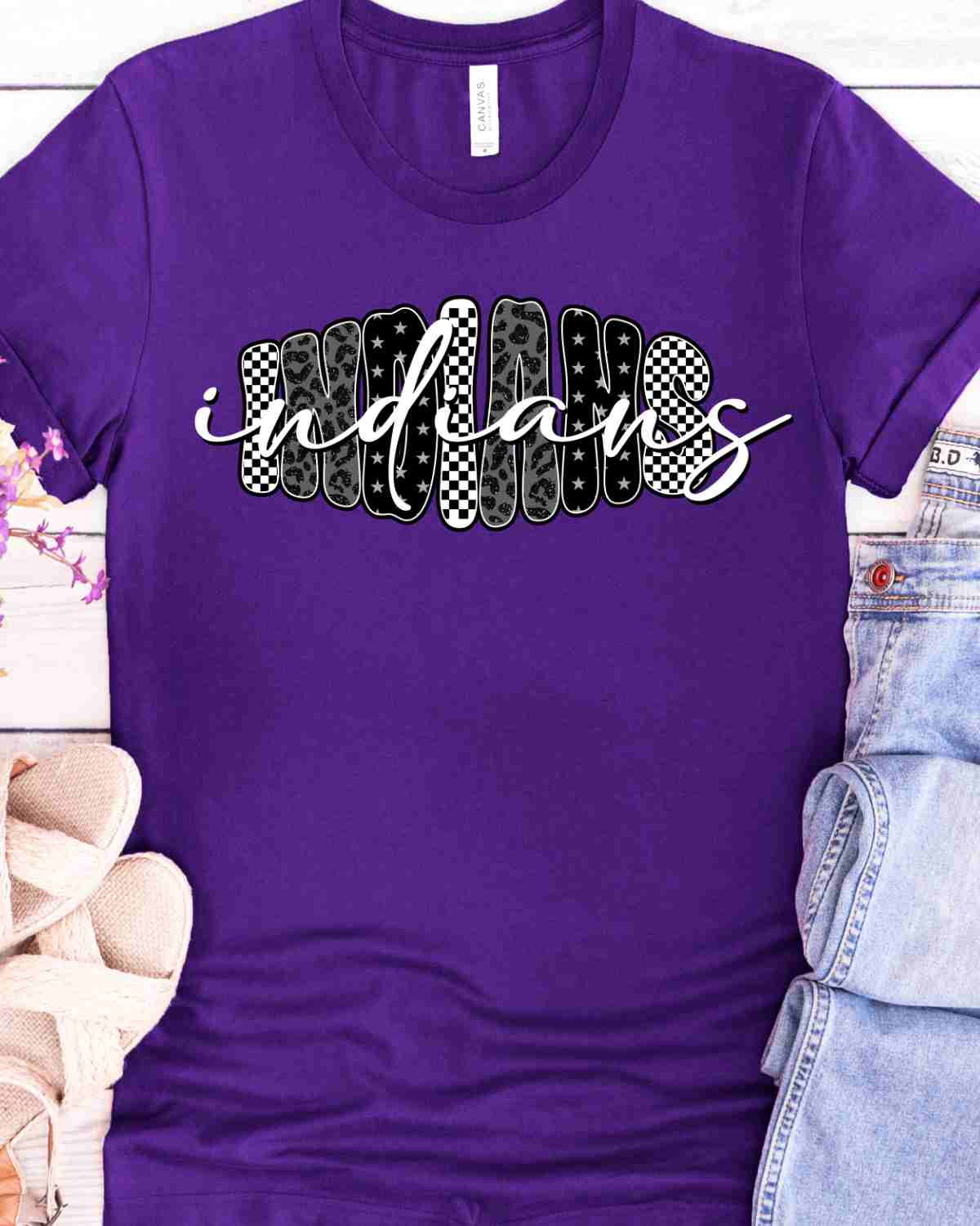 Indians Black White Pattern DTF Transfer