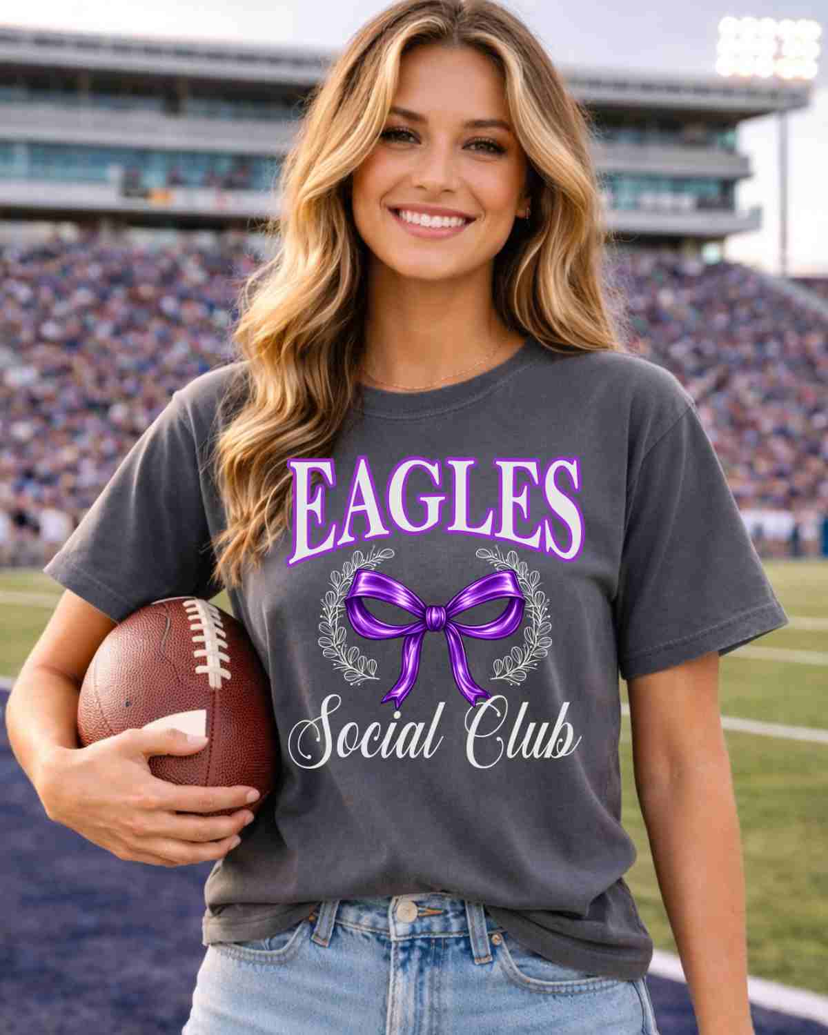 Eagles Social Club Bow DTF Transfer - Rustic Grace Heat Transfer Company