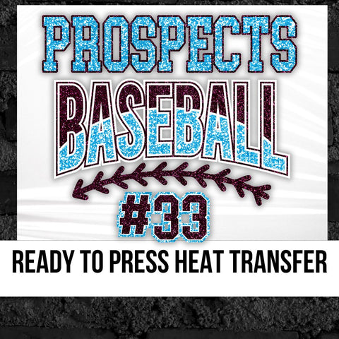 Prospects Baseball Custom Number DTF Transfer
