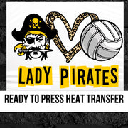 Lady Pirates Heart Volleyball DTF Transfer