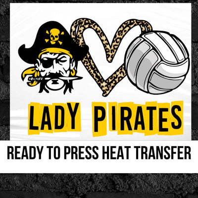 Lady Pirates Heart Volleyball DTF Transfer