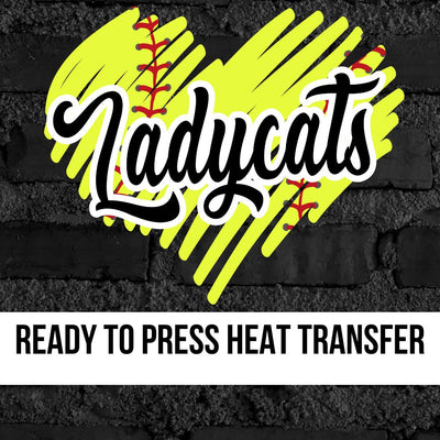Ladycats Softball Scribble Heart DTF Transfer
