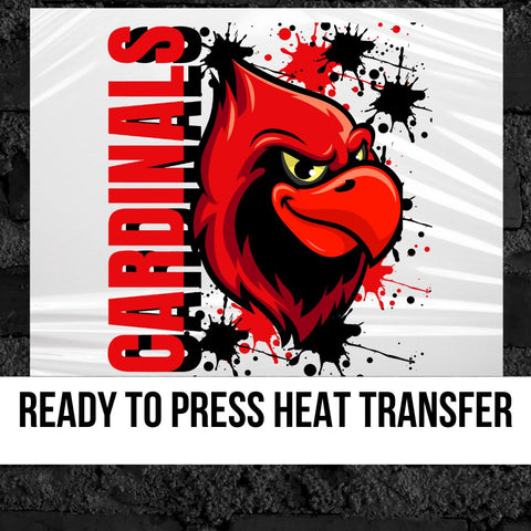 Cardinals Split Splatter Mascot DTF Transfer