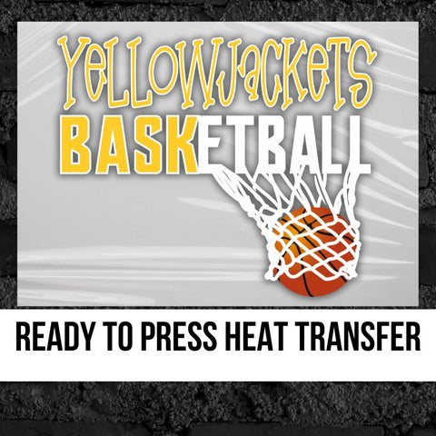 Yellowjackets Basketball with Net DTF Transfer