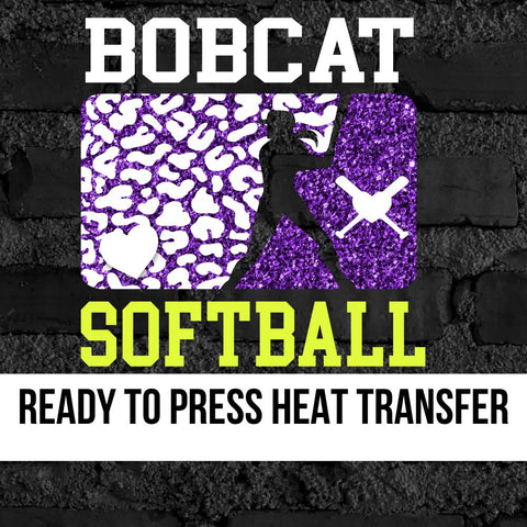 Bobcat Leopard Softball Player DTF Transfer