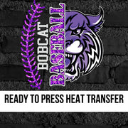 Bobcat Baseball Split with Laces DTF Transfer