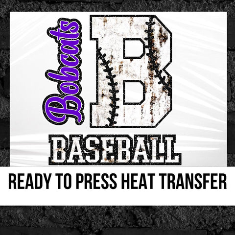 Bobcats Baseball Letter Rusted DTF Transfer